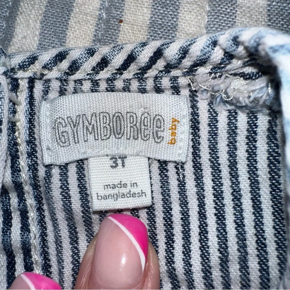 Gymboree Baby Girl Blue White Striped Cotton Dress Short‎ Sleeve 3T 140188893